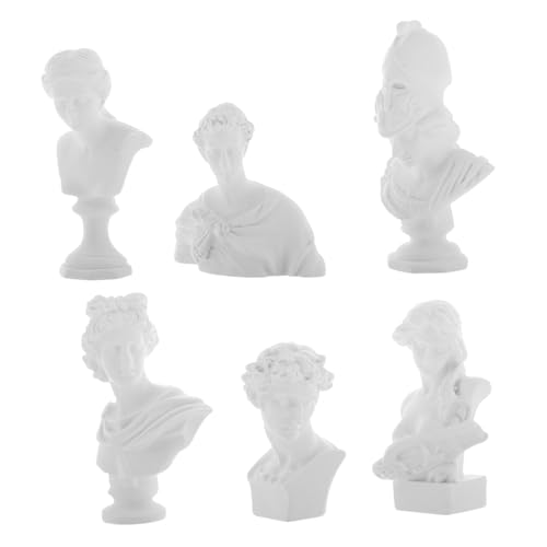 ERINGOGO 6pcs Mini Greek Bust Sculptures Plaster Greek Statue Decor Figurine Mythology Art for Home
