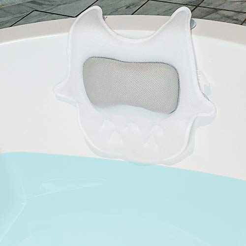 Luxury Bath Pillow for Tub, 17.7x17.7 Inches, Neck and Shoulder Support, Non-Slip Quick-Dry Bath Cushion with 5 Suction Cups, for Bathtub, Hot Tub, Jacuzzi Home Spa
