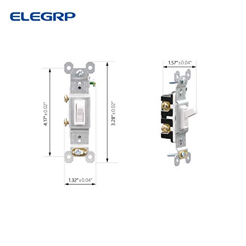 image for ELEGRP Single Pole Toggle Light Switch, 15 Amp, 120 Volt, Toggle Frame