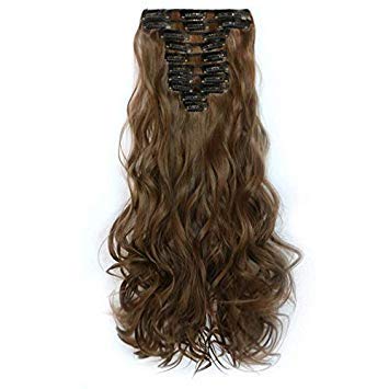 GIMEFIVE Beautiful soft fluffy 12pcs long curly Hair Extension 60cm wig for women-GF-015