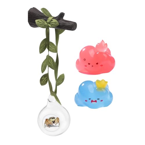 ハエトリグモの装飾 ? ミニチュアの葉のアクセサリー、マイクロジャングルの風景 |愛らしいペットの風景、昆虫の休息止まり木、装飾的な洞窟シェルター、森の雰囲気の装飾、樹脂製の切り株のアクセント、生息地