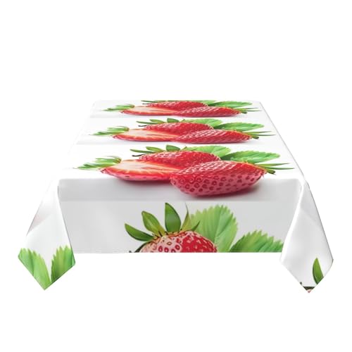 Nappe fraise 152x228 cm lavable : nappe de table cuisine, fête et mariage