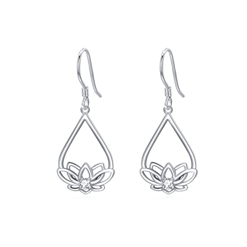 CUOKA MIRACLE Lotus Earrings 925 Sterling Lotus Dangle Earrings Lotus Flower Earrings Yoga Jewelry For Women