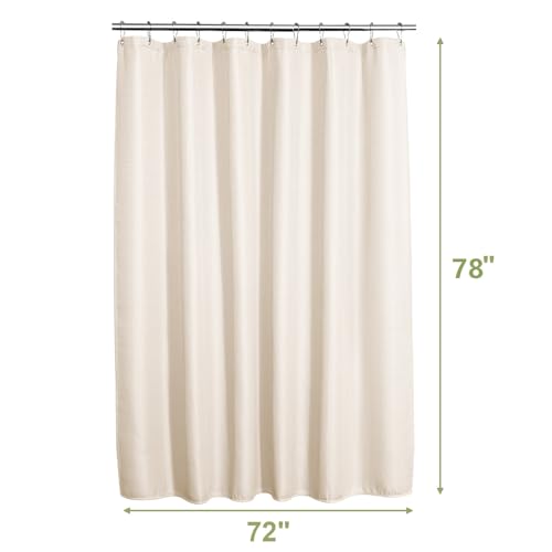 Image of AmazerBath Cream Shower Curtain Waffle Textured, Beige Shower Curtain Fabric Thick Heavy Duty 240GSM Hotel Quality Bathroom Shower Curtains, 72 x 78 Inches