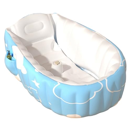 Bañera Inflable Para Bebés, Bañera Inflable Para Bebés, Azul Para Y Niños Pequeños: Apta Para Viajes Con Cómoda Reclinación Y Soporte Seguro Para Columna De Aire