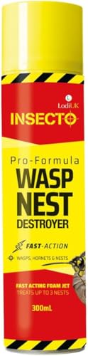300ml, Wasp Nest Destroyer Spray, Pro Formula Fast Action Foam Jet, Kills Wasps, Hornets & Nests, Treats Up to 3 Nests, Long Range Application for Outdoor Use