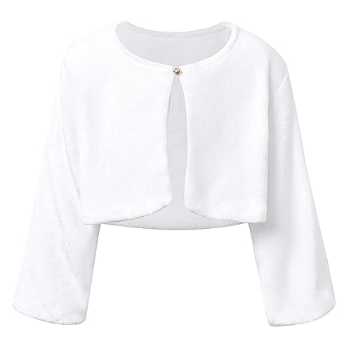 Image of Jxstar Faux Fur Shrugs for Princess Girls Bolero Winter Shawl Wrap White, 4t 5t