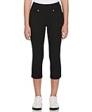 Pga Tour Women’s 22” Pull-On Golf Capri Pants With Tummy Control, Performance Stretch, Moisture-Wicking, Sun Protection, Caviar, Medium