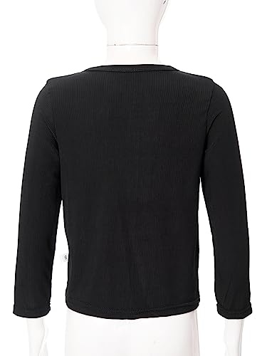Jugaoge Kids Girls Long Sleeve Ribbed Cardigan Casual Button Shirts Workout Sport Tee Tops Sportswear4