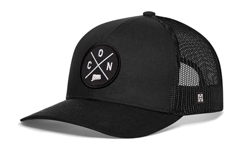 Image of HAKA State City Trucker Hat for Men & Women, Adjustable Baseball Hat, Mesh Snapback, Sturdy Outdoor Black Golf Hat