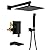 SHAMANDA Shower System with Waterfall Tub Spout and Handheld Shower Head, 10" Rain Shower Faucet Sets Complete with Shower Round-in Valve and Trim Wall Mount, Matte Black, L1010-7
