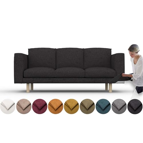 comfortly Copertura per divano Norsborg a 3 posti, copertura di ricambio, resistente, 9 pezzi, tessuto morbido e resistente, lavabile, facile da pulire e sostituire (corona, nero)