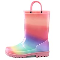 K KomForme Girls Boys Rain Boots Waterproof with Easy on Handles for Toddler/Little Kid/Big Kid