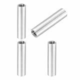 MECCANIXITY 4Pcs M8x1.25x50mm Round Coupling Nuts, Stainless Steel Connector Nut Fasteners Rod Hardware Nuts 12mm OD for Threaded Rod, Industrial Construction Fasteners, Silver
