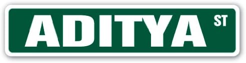 ADITYA Street Sign Childrens Name Room Sign | Indoor/Outdoor | 24" Wide Plastic Sign