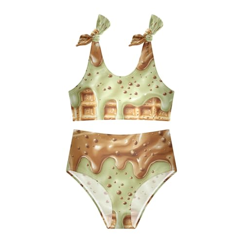 Caramel Sprinkles Green Brown Ice Cream Girls Tankini Swimsuit Kids Bikini Sets 2 Pcs Bathing Suit 3T3