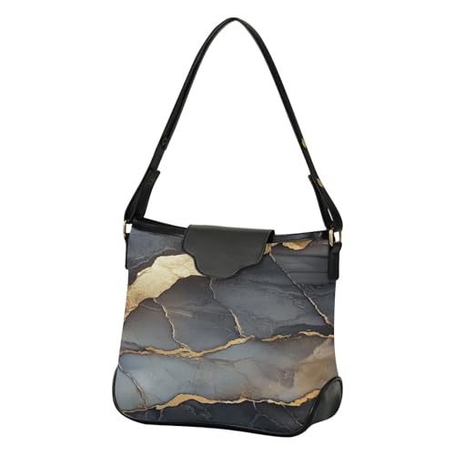 Sac à bandoulière en marbre noir et doré pour femme