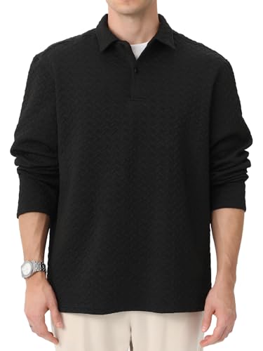 KHZJU Men's Casual Sweatshirt, Polyester Blend, Elastic Comfort Fit, Plus Sizes sudadera (US, Alpha, 5X-Large, Big, Tall, Black)