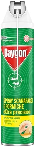 Baygon Spray Extra Precision contro Scarafaggi e Formiche, Protezione fino a 4 Settimane, 400 ml