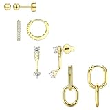 ZXLIHS Pendientes de aro pequeños para Mujer – Juego de Pendientes de Acero quirúrgico hipoalergénico con Parte Trasera Plana, joyería para ílago, 4 Pares