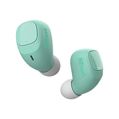 Trust Mobile Nika Compact Écouteurs Bluetooth sans Fil avec Coque de Charge (True Wireless, Micro intégré, jusqu'à 18h d'utilisation) - Turquoise