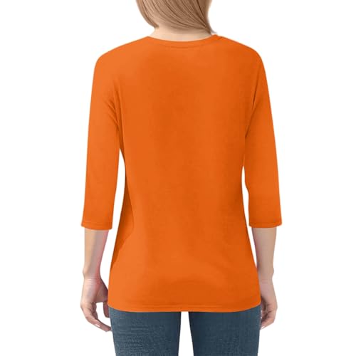 Shirts for Girls 3/4 Sleeve Vacation Clothes Fall Round Neck Cute Tops Stylish Elbow Length Sleeve Tops 3-14 Years4