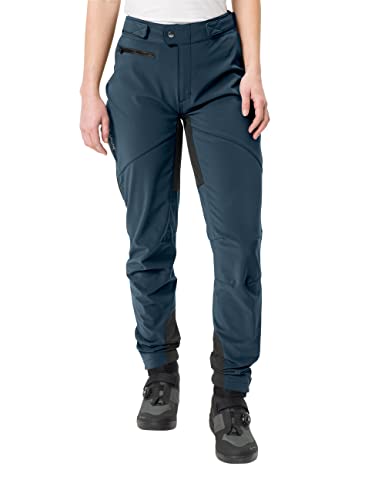 VAUDE Qimsa Softshell Pants II Fahrradhose Damen, Winddichte Softshellhose Damen für Ganzjahres-Biker, Fahrradhose Winter Damen atmungsaktiv & wasserabweisend – in Blau, Größe: 40
