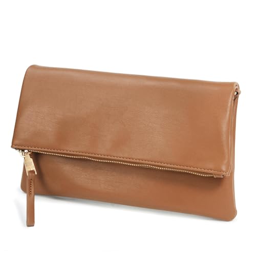 Women's Zipper Foldover Clutch Vegan Leather Envelope Cross body ...