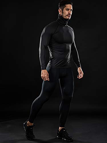 Drskin Men's Mask Turtleneck Compression Shirts Top Long Sleeve Sports Baselayer Running Athletic Workout (Turtleneck Sb01, S) #TOP5
