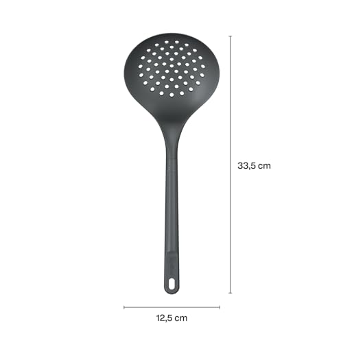 Zyliss E980232 Skimmer, Sustainable Wheatstraw/Nylon, Cooking Spoon with Holes for Skimming/Draining, Non Stick, Heat Resistant Silicone Head, Beluga Grey, 13.2" X 4.8", Dishwasher Safe - Image 3