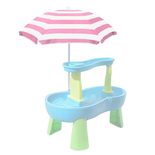 Image of Exokugo Beach Umbrella for Kids Water Table & Picnic Table Shade, Heavy-Duty Children's Portable Outdoor Umbrella, 47 Inch UV Protection for Sand Play, Camping, Garden and Beach Pink