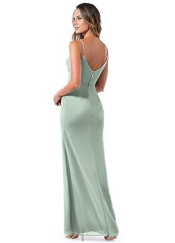 Women's Mermaid Bridesmaid Dresses for Wedding Long Chiffon Formal Evening Gown with Slit YA0162