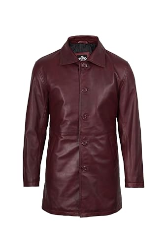 Image of fjackets Men's Leather Coat - Real Lambskin 3 /4 Length Long Jacket | Carcoat Style Outerwear