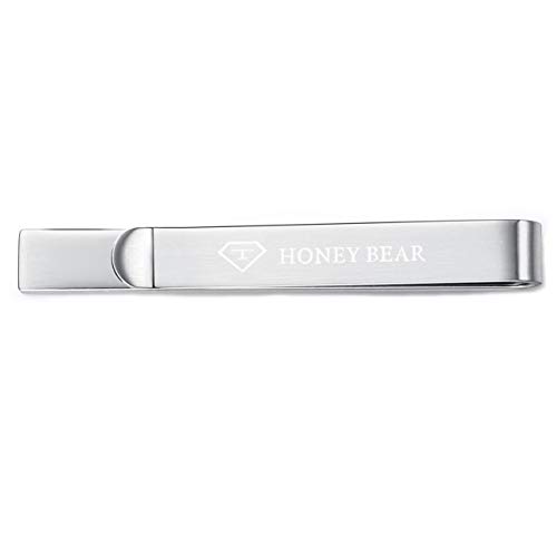 HONEY BEAR Mens Initial Alphabet Letter Tie Clip Bar Normal Size Gift 5.4cm, Brushed Silver2