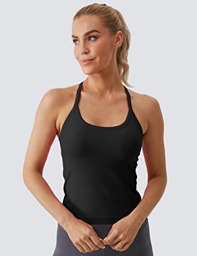 MathCat Workout Tank Tops for Women with Built in Bra, Sleeveless Gym Tops Seamless Racerback Athletic Yoga Shirts