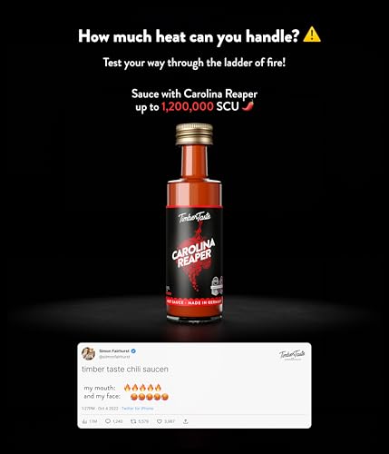 TIMBER TASTE Chili Sauce Gift Set [5 x 40 ml] - Hot Sauce Chili Set - Hot Sauces Valentine's Day Gift Set - Special Gifts for Valentine's Day for Men and Women - Sauce Gift Box