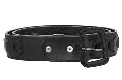El Presidente - Mens Black Braided Cowboy Dress Belt Leather Removable Buckle3
