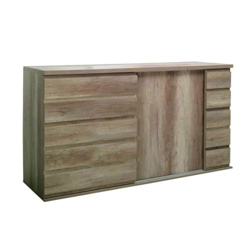 PRICE FACTORY just for you Buffet 2 Portes coulissantes ROMI - Coloris Dab Canyon - 160 x 99 x 55 cm