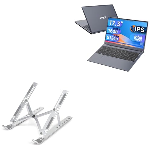 BoxWave Stand and Mount Compatible with IJKKJI MTL1561 Windows 11 Laptop (17.3 in) - Compact QuickSwitch Laptop Stand, Portable Multi Angle Viewing Foldable Riser - Metallic Silver