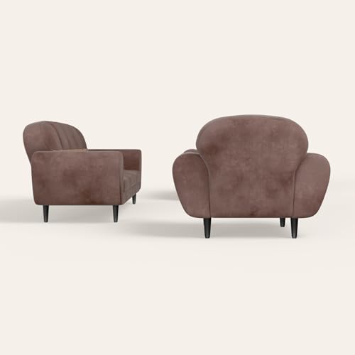 Image of GODREJ INTERIO Bobbin VLX 5-Seater Fabric Sofa Set (3 Seater + 1 Seater + 1 Seater), 3-Year Warranty, Choco