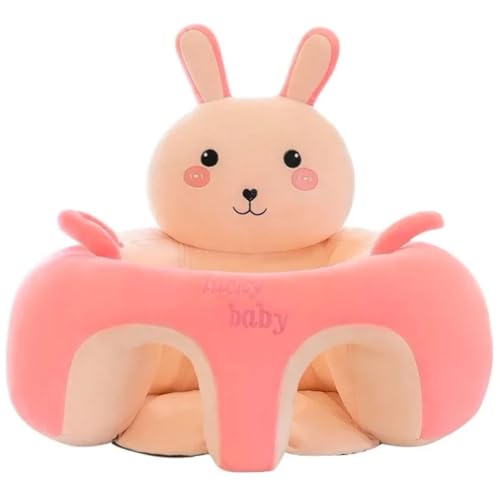 Cadeirinha Infantil de Apoio para Bebê, Sofá Puff Antiqueda com Design de Bichinho, Assento de Postura para Aprender a Sentar (Rosa)