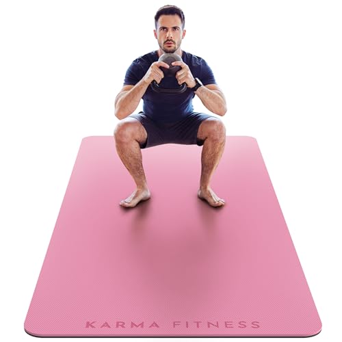 Large Exercise Mat – Extra Wide & Extra Thick Yoga Mat (183cm x 80cm x 10mm), TPE Fitness Mat with Free Carry Straps, Perfect for HiiT Home Workouts & Pilates - 'STRONG & FLEXIBLE' (Pink Plain) Large Exercise Mat – Extra Wide & Extra Thick Yoga Mat (183cm x 80cm x 10mm), TPE Fitness Mat with Free Carry Straps, Perfect for HiiT Home Workouts & Pilates - 'STRONG & FLEXIBLE' (Pink Plain)