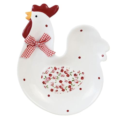 Zerodeko Assiette Céramique Forme De Poule Pour Desserts Plat De Service Pratique Pour Snacks Et Friandises Petite