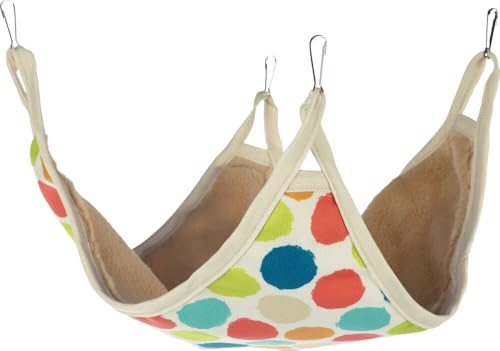 Flamingo Hamac pour rongeurs Fizi Multicolore - 38x38x0,5cm - avec Crochets pour l'accrocher - Lavable et Confortable - Idéal pour Hamsters et Cochons d'Inde