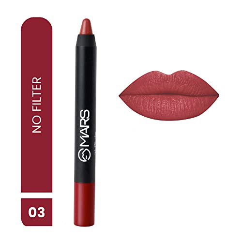 MARS Long Lasting Crayon Lipstick up to 12 Hours Stay | Matte Finish | Waterproof | Won't Smudge Won't Budge Lip Crayon (3.5 gm) (03-No Filter)