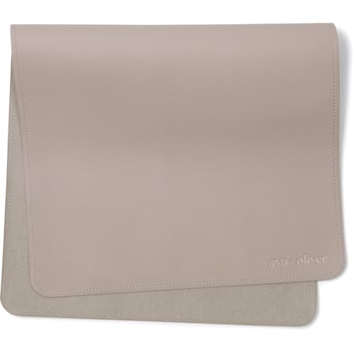 Image of Ava + Oliver Vegan Leather Baby Changing Mat (16 X 30 in) - Multipurpose Wipeable and Portable Diaper Changing Mat - Foldable Travel Changing Mat (Grey)