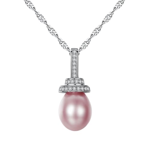 Collier en Argent 925 avec pendentif perle et zircone pour femme