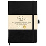 Lined Leather Bound Journal Notebook, A5 Hardcover - Black 5.8x8.3' - Thick 300 Pages College Ruled Paper Journals for Men and Women - Personal and Professional Note Book for Writing & Journaling