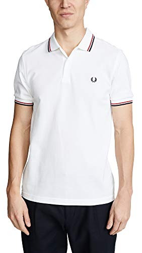 Fred Perry Men's Twin Tipped Shirt, White/Red/Navy, S