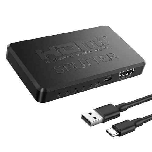 SEICCO 4K HDMIzP4o 4ʓo HDMIXvb^[ 1 in 4 Out HDR 3D HDCP1.4 HDTV/DVDv[[/p\R/XboxɓKp USBdP[u&2.0P[ut